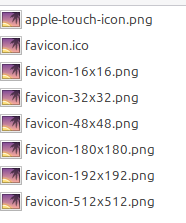 Screenshot of favicon ZIP archive contents